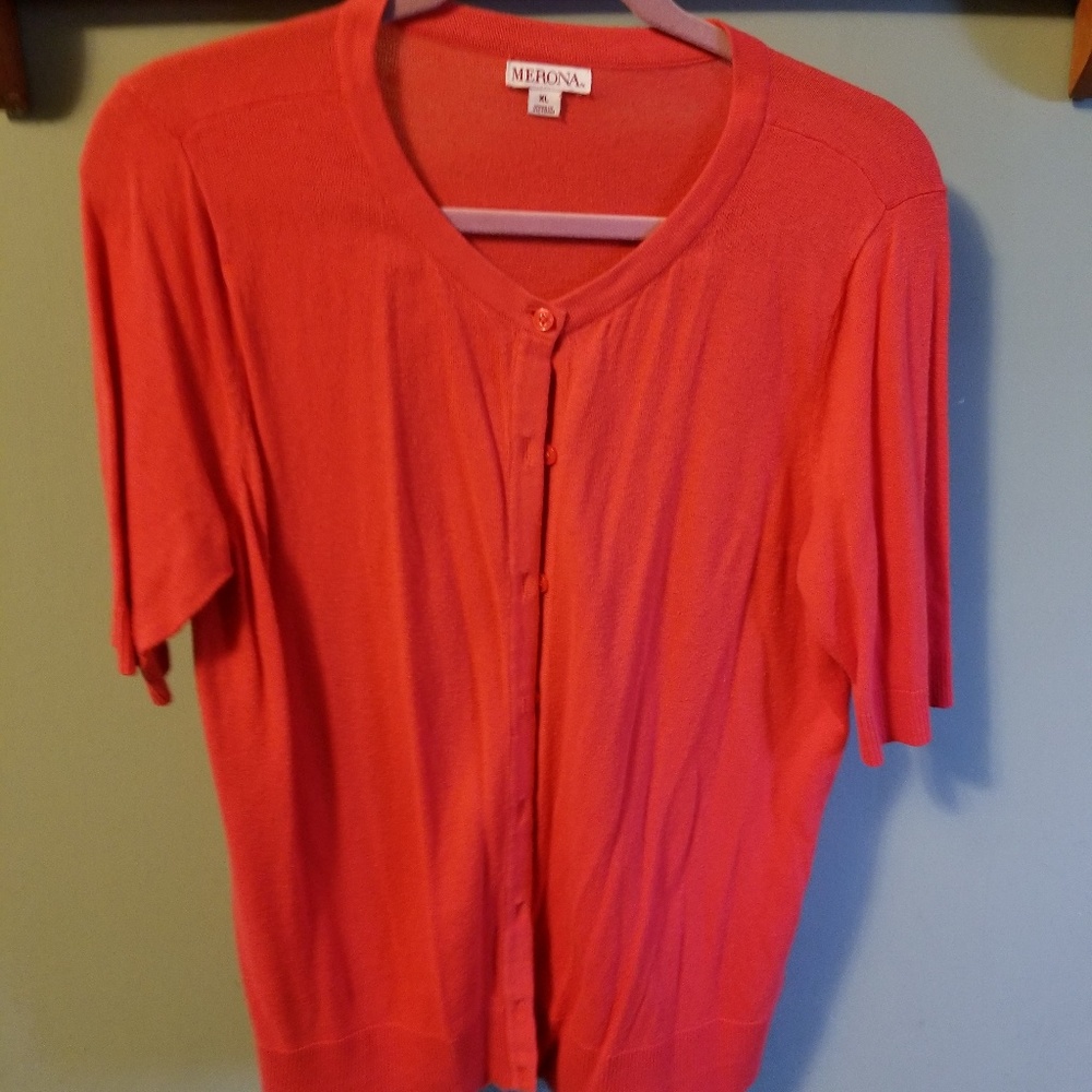 Red cardigan